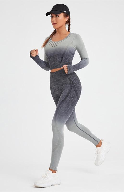 Women's Long Sleeve Gradient Yoga Set