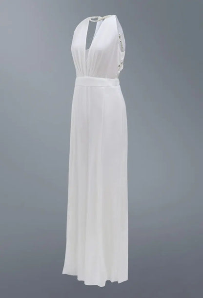 New Luxury Women Sexy Deep V Halter Jumpsuit