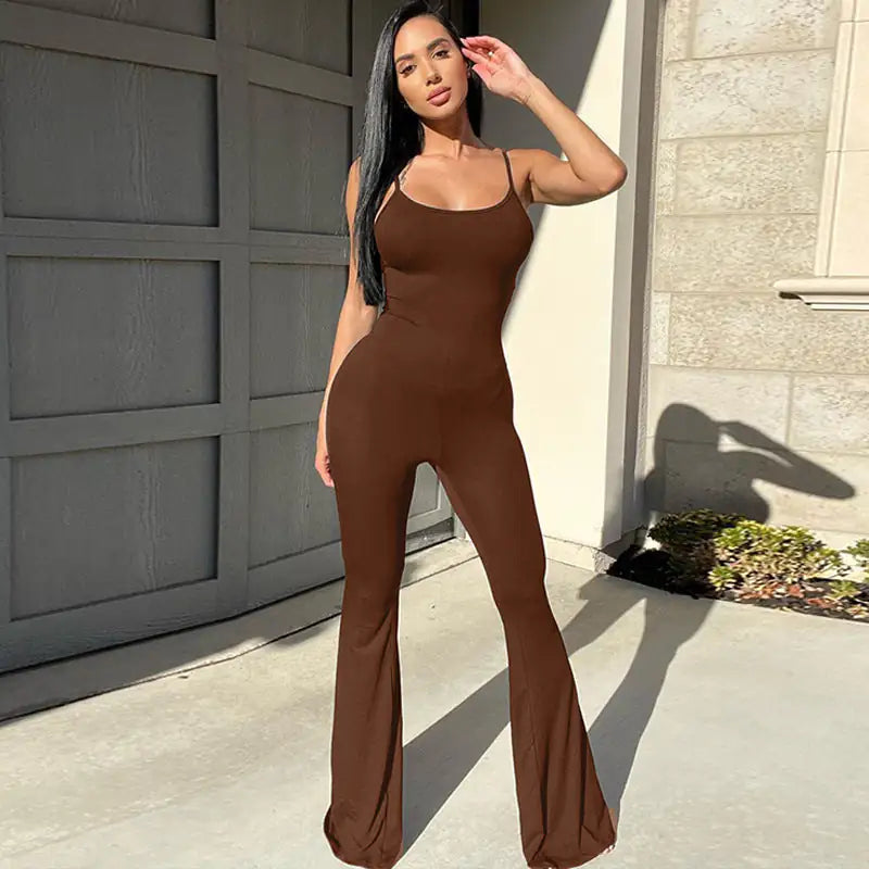 Sleeveless Flare Leg Jumpsuit